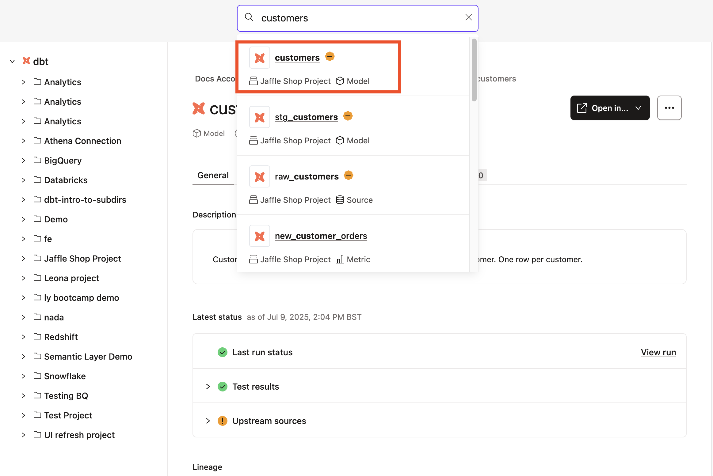Catalog search for customers